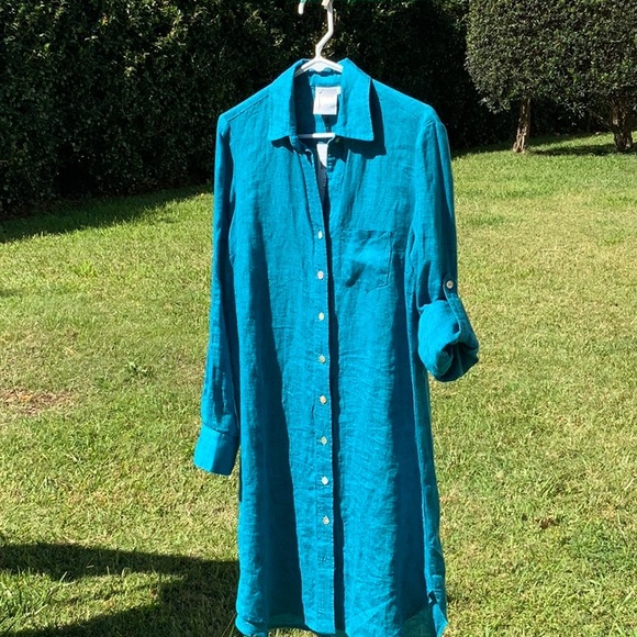 FINLEY 100% linen shirt dress. NWT - Picture 4 of 16
